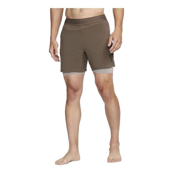 Nike Yoga 2-in-1 Training 6” Shorts Chocolate Brown DC5320-004 Men's Size Small - Picture 1 of 8